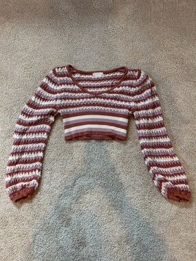 Altar’d State Striped Cropped Knit Sweater Top